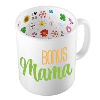 Cadeau koffie/thee mok voor mama   groen   bonus mama   keramiek   300 ml   Moederdag