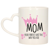 Cadeau koffie/thee mok voor mama   kroon/hartjes   roze   300 ml   keramiek   Moederdag