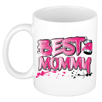 Cadeau koffie/thee mok voor mama   roze   graffiti letters   de beste  ?300 Ml   Moederdag