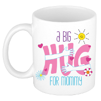 Cadeau koffie/thee mok voor mama   wit   big hug   300 ml   keramiek   Moederdag