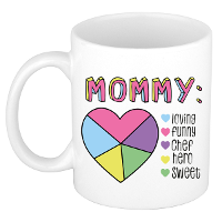 Cadeau koffie/thee mok voor Mama   wit   lieve woorden   keramiek   300 ml