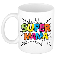 Cadeau koffie/thee mok voor mama   wit   super mama   keramiek   300 ml   Moederdag