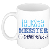 Cadeau koffie/thee mok voor Meester   blauw   de leukste Meester   keramiek   300 ml