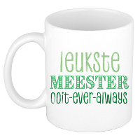Cadeau koffie/thee mok voor Meester   groen   de leukste Meester   keramiek   300 ml