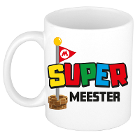 Cadeau koffie/thee mok voor Meester/mentor   wit   super Meester   keramiek   300 ml
