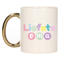 Cadeau koffie/thee mok voor Oma   goud   liefste Oma   keramiek   300 ml