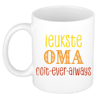 Cadeau koffie/thee mok voor Oma   oranje   de leukste Oma   keramiek   300 ml