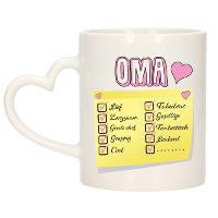Cadeau koffie/thee mok voor Oma   roze   de leukste Oma briefje   keramiek   300 ml