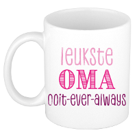 Cadeau koffie/thee mok voor Oma   roze   de leukste Oma   keramiek   300 ml