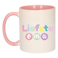 Cadeau koffie/thee mok voor Oma   roze   liefste Oma   keramiek   300 ml