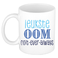 Cadeau koffie/thee mok voor oom   blauw   de leukste oom   keramiek   300 ml