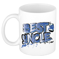 Cadeau koffie/thee mok voor oom   blauw   graffiti letters   de beste  ?300 Ml