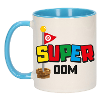 Cadeau koffie/thee mok voor oom   blauw   super oom   keramiek   300 ml