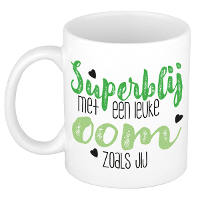 Cadeau koffie/thee mok voor oom   groen   super blij   keramiek   300 ml