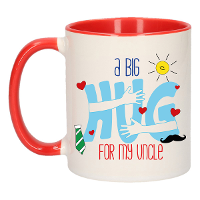 Cadeau koffie/thee mok voor oom   rood   big hug   300 ml   verjaardag