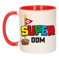 Cadeau koffie/thee mok voor oom   rood   super oom   keramiek   300 ml