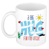 Cadeau koffie/thee mok voor oom   wit   big hug   300 ml   verjaardag