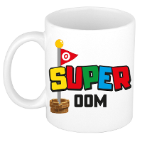Cadeau koffie/thee mok voor oom   wit   super oom   keramiek   300 ml