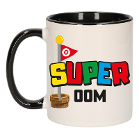 Cadeau koffie/thee mok voor oom   zwart   super oom   keramiek   300 ml