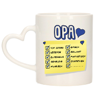Cadeau koffie/thee mok voor Opa   blauw   de leukste Opa briefje   keramiek   300 ml