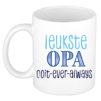 Cadeau koffie/thee mok voor Opa   blauw   de leukste Opa   keramiek   300 ml