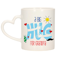 Cadeau koffie/thee mok voor opa   hartje oor   big hug   300 ml   verjaardag