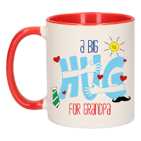 Cadeau koffie/thee mok voor opa   rood   big hug   300 ml   verjaardag