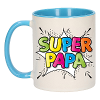 Cadeau koffie/thee mok voor papa   blauw   super papa   keramiek   300 ml   Vaderdag