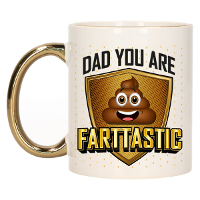 Cadeau koffie/thee mok voor papa   goud   fantastische pap   keramiek   300 ml   Vaderdag