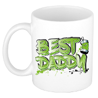 Cadeau koffie/thee mok voor papa   groen   graffiti letters   de beste  ?300 Ml   Vaderdag