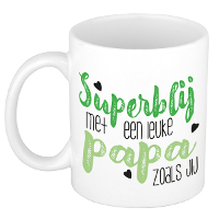 Cadeau koffie/thee mok voor papa   groen   super blij   keramiek   300 ml   Vaderdag