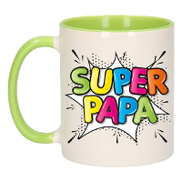 Cadeau koffie/thee mok voor papa   groen   super papa   keramiek   300 ml   Vaderdag