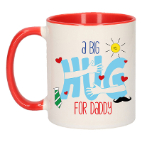 Cadeau koffie/thee mok voor papa   rood   big hug   300 ml   Vaderdag
