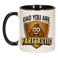 Cadeau koffie/thee mok voor papa   zwart   fantastische pap   keramiek   300 ml   Vaderdag