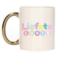 Cadeau koffie/thee mok voor Tante   goud   liefste Tante   keramiek   300 ml