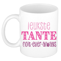 Cadeau koffie/thee mok voor tante   roze   de leukste tante   keramiek   300 ml