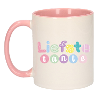 Cadeau koffie/thee mok voor Tante   roze   liefste Tante   keramiek   300 ml