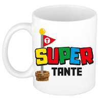 Cadeau koffie/thee mok voor tante   wit   super tante   keramiek   300 ml