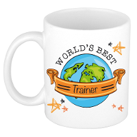 Cadeau koffie/thee mok voor trainer/coach   beste trainer   oranje   300 ml