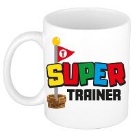 Cadeau koffie / thee mok voor trainer / coach   wit   super trainer   keramiek   300 ml