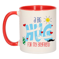 Cadeau koffie/thee mok voor vriend   rood   big hug   300 ml   verjaardag