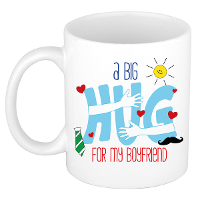 Cadeau koffie/thee mok voor vriend   wit   big hug   300 ml   verjaardag