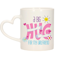 Cadeau koffie/thee mok voor vriendin   hartje oor   big hug   300 ml   verjaardag
