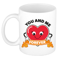 Cadeau koffie/thee mok You and Me   hart   300 ml   Valentijn / Huwelijk / Jubileum