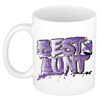 Cadeau koffie/tshee mok voor tante   paars   graffiti letters   de beste  ?300 Ml