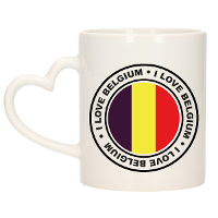 Cadeau koffiemok Belgie   vlag   I love   300 ml   keramiek   landen thema   support