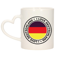 Cadeau koffiemok Duitsland   vlag   I love   300 ml   keramiek   landen thema   support