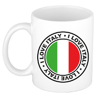 Cadeau koffiemok Italie   vlag   I love   300 ml   keramiek   landen thema   support