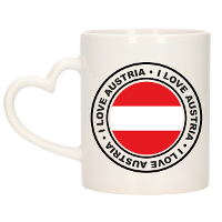 Cadeau koffiemok Oostenrijk   vlag   I love   300 ml   keramiek   landen thema   support