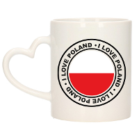 Cadeau koffiemok Polen   vlag   I love   300 ml   keramiek   landen thema   support